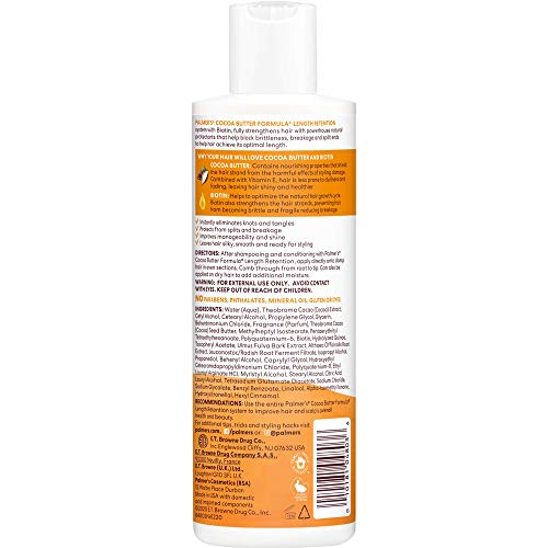 Palmer's Cocoa Butter & Biotin Length Retention Leave-In Conditioner for Textured and Curly Hair, Instant Detangler, Sof