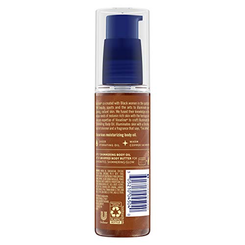 Vaseline Illuminate Me Shimmering Body Oil for Melanin Rich Skin, Glowing Skin with Shimmer |3 oz - Finishing Touch of R