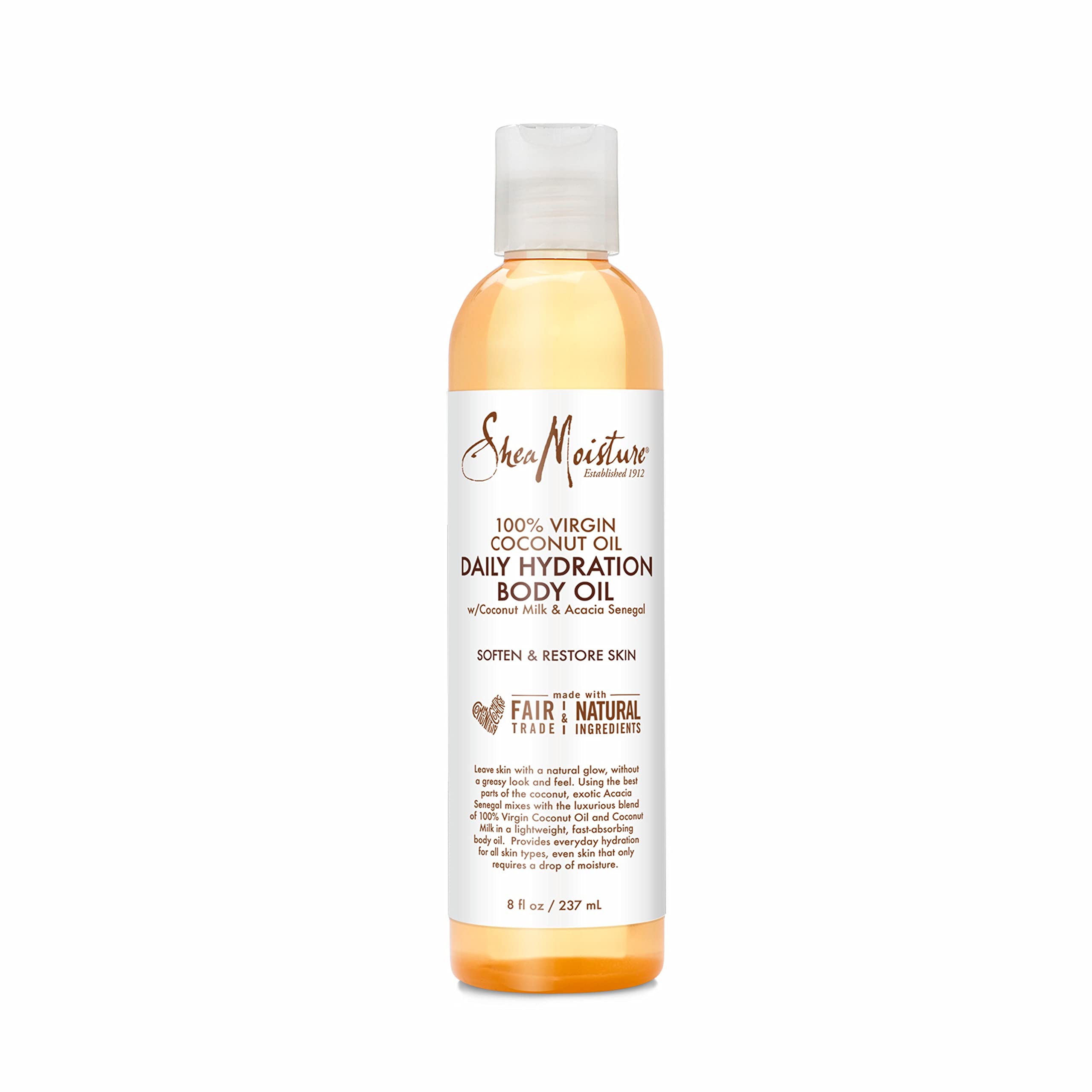 SheaMoisture Daily Hydration Body Oil for Dry Skin with Virgin Coconut Oil Paraben Free 8 ozCompact by Design