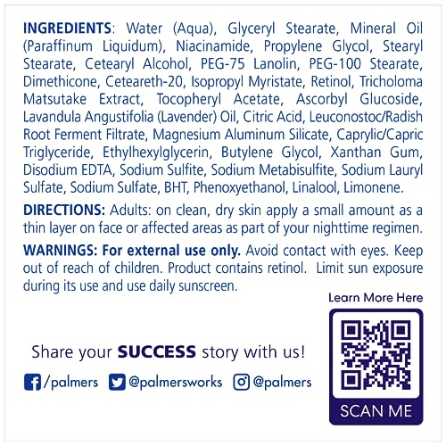 Palmer's Skin Success Anti-Dark Spot Nighttime Fade Cream with Retinol & Niacinamide for Face | Reduces Dark Spots, Fine