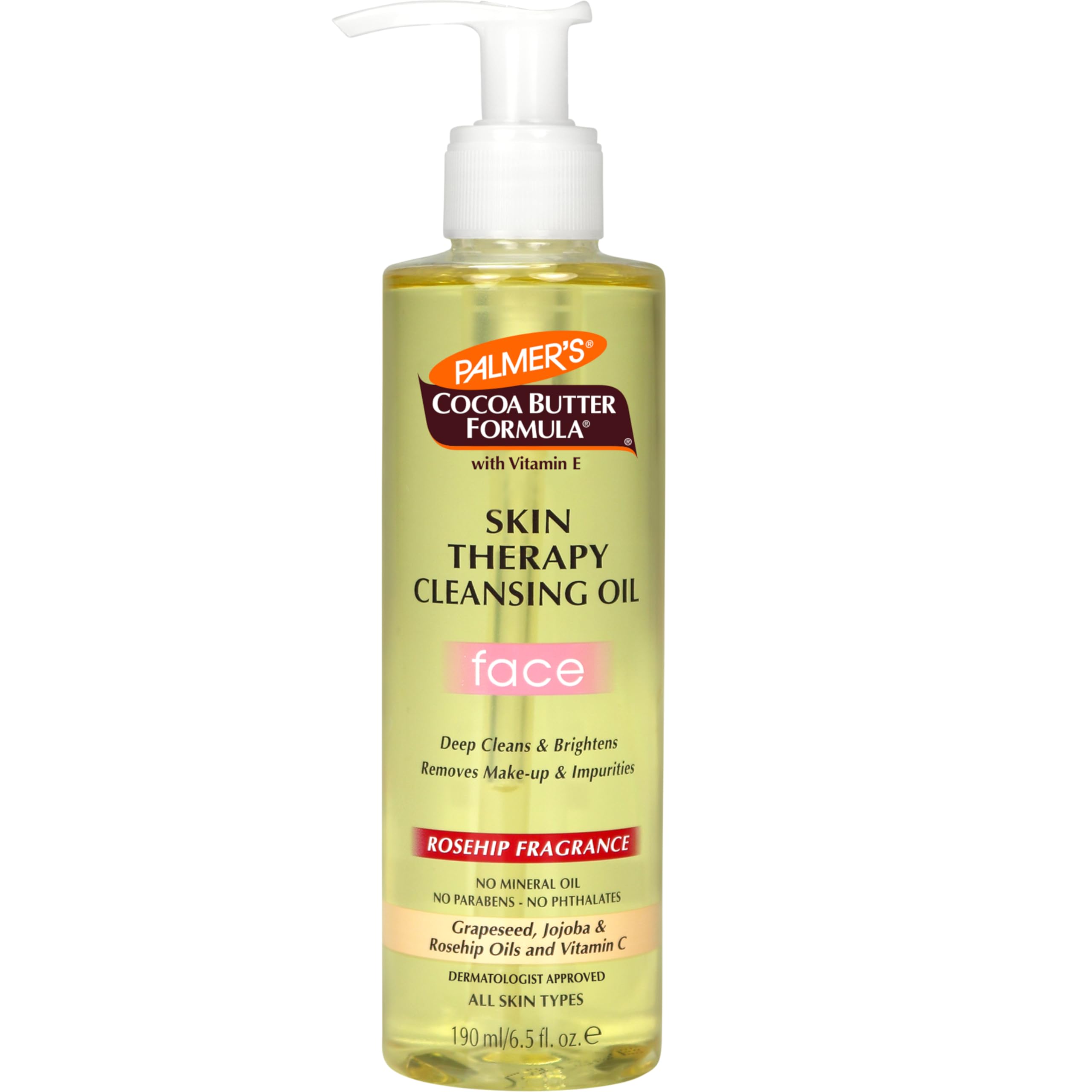 Palmer's Cocoa Butter Skin Therapy Cleansing Facial Oil for Face, Gentle Makeup Remover, Rosehip Fragrance, 6.5 Ounce